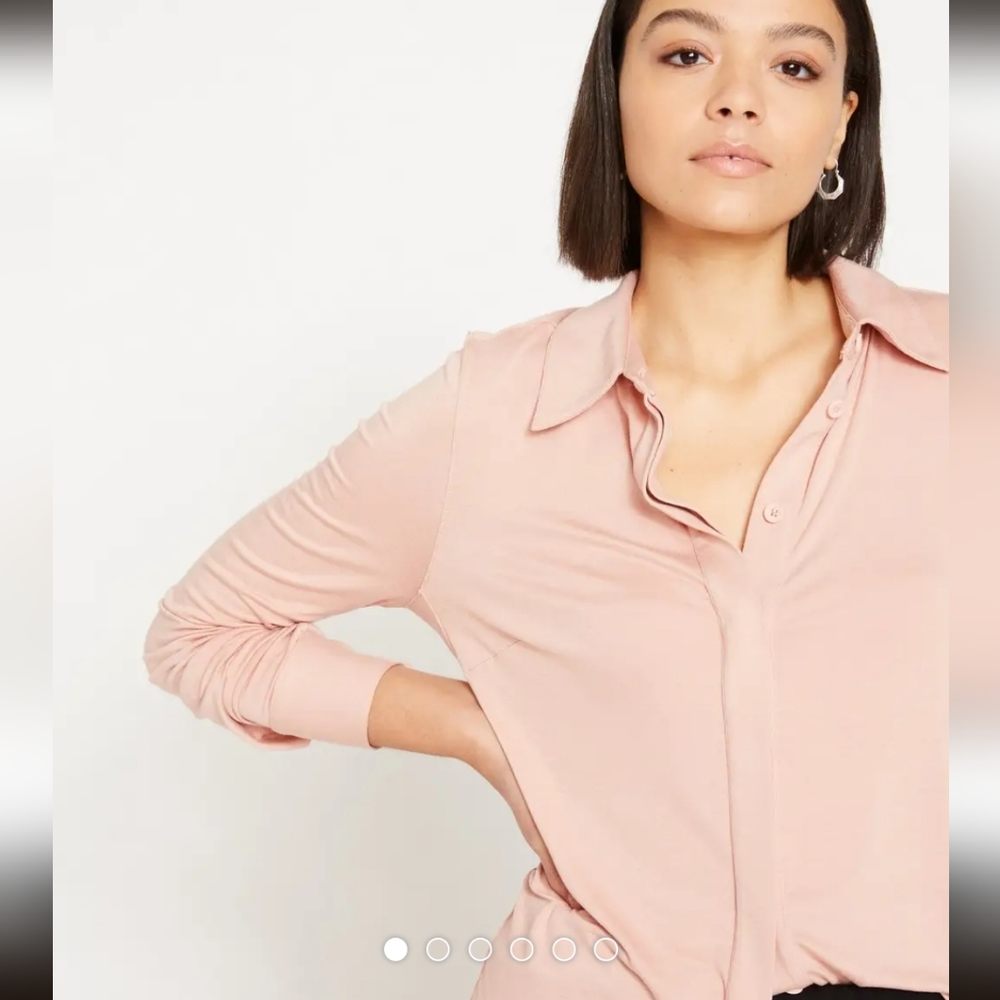 Universal Standard Elbe Liquid Jersey Shirt Full Placket Rose size Small 14-16